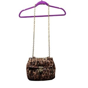 Chico's Animal Print Crossbody Bag Chain Strap Purse Faux‎ Leather Fringe